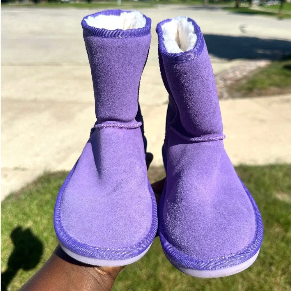 Koolaburra by UGG Victoria Purple Suede Faux Fur Lined Boots Big Kids Size 1